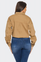 Cropped Rhinestone Denim Shirt -