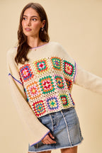 Crochet Patchwork Sweater Top -
