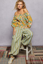 Floral Smocked Off Shoulder Blouse -