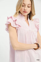 Ruffled Sleeve Textured Everyday Blouse -