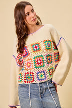 Crochet Patchwork Sweater Top -