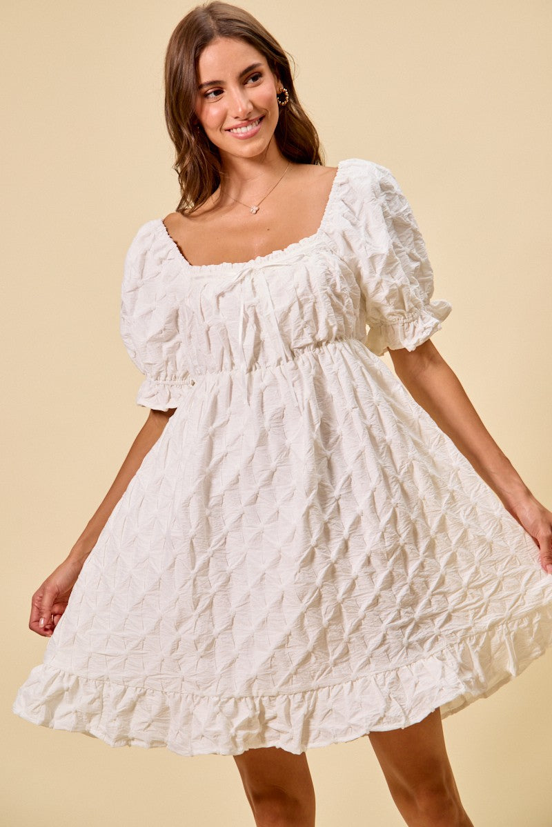 Textured Ruched Bust Mini Dress Secondary image