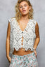 Scalloped Crochet Fringe Cropped Vest - OFF WHITE One Size