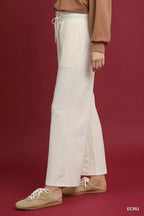 Cable Knit Textured Wide Leg Pants -