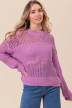 Openwork Long Sleeve Knit Sweater -