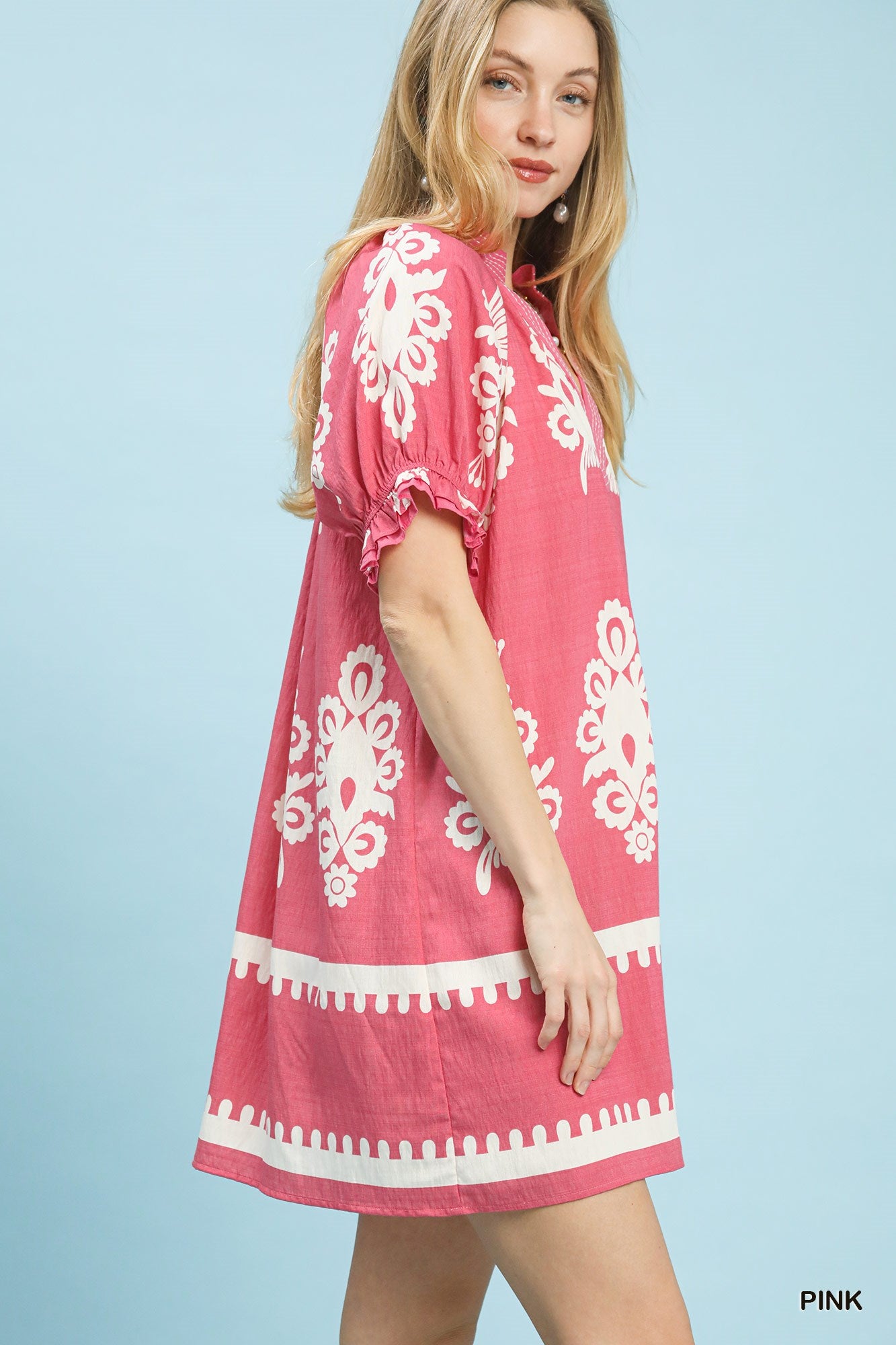 Border Print Swing Mini Dress -