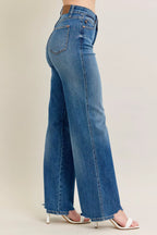 Tummy Control Wide Leg Frayed HemJeans -