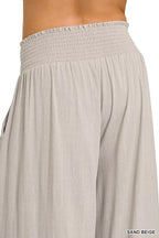 Smocked Waist Wide Leg Lounge Pants -
