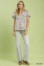Paisley Floral Puff Sleeve Blouse -
