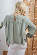 Draped Ruffle Sleeve Top -