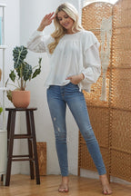 Draped Ruffle Sleeve Top -