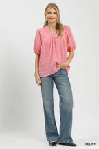 Textured Puff Sleeve Blouse -