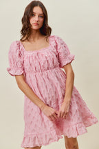 Ruched Textured Mini Dress -