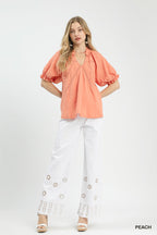Cotton Gauze Ruffle Blouse -