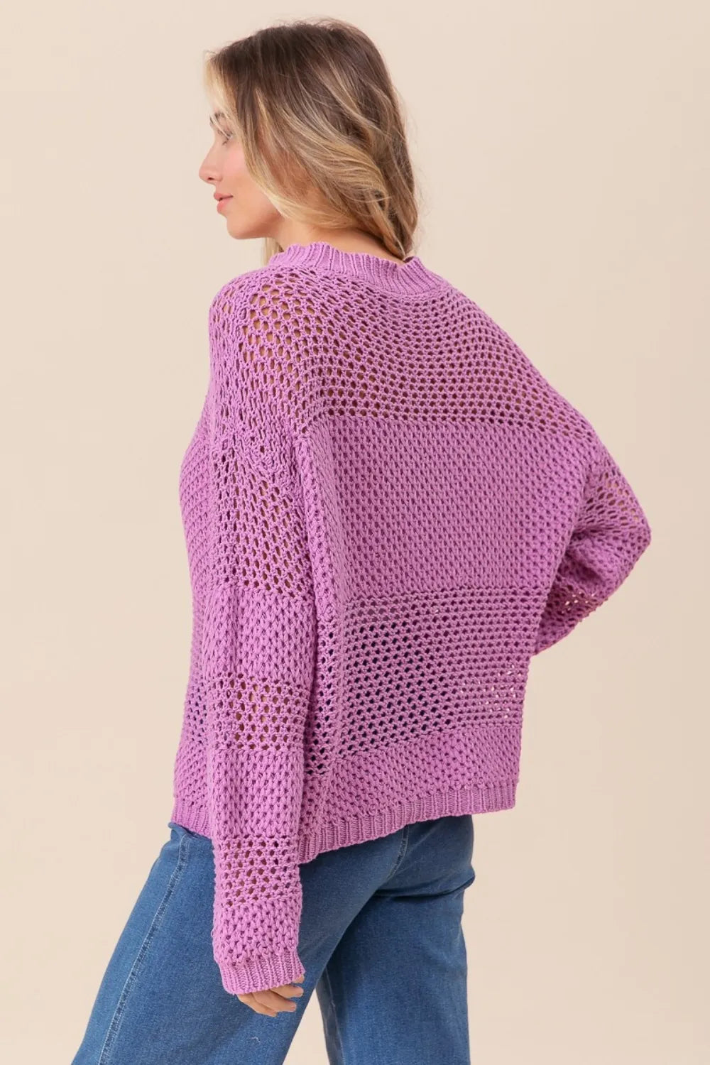Openwork Long Sleeve Knit Sweater -