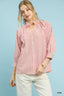 Ruffle Trim Striped Blouse - PINK