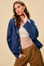 Contrast Collar Denim Jacket -