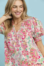 Paisley Floral Button Down Shirt -