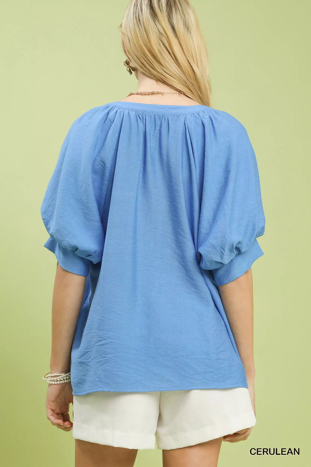 Floral Embroidered Puff Sleeve Blouse -