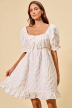 Textured Ruched Bust Mini Dress -