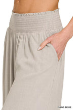 Smocked Waist Wide Leg Lounge Pants -