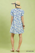 Floral Flutter Sleeve Tiered Mini Dress -