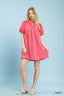 Peony Textured Puff Sleeve Babydoll Mini Dress - PEONY