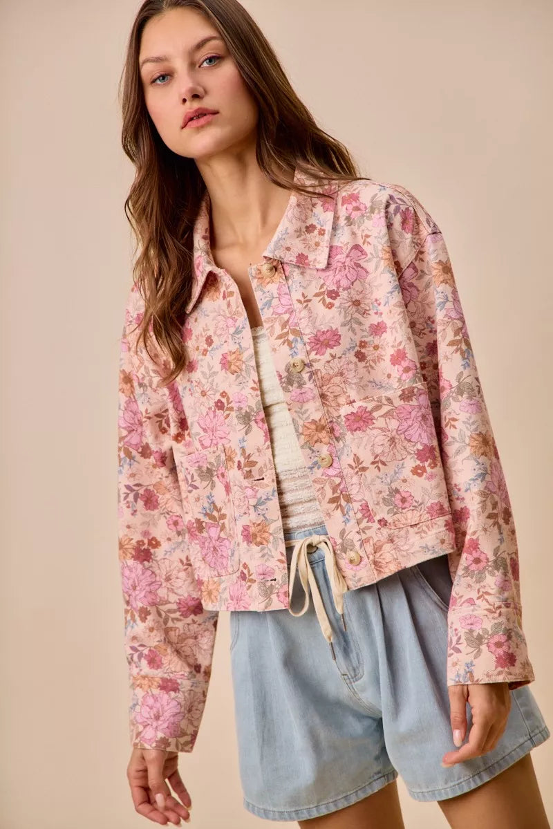 Floral Cotton Twill Barn Jacket -