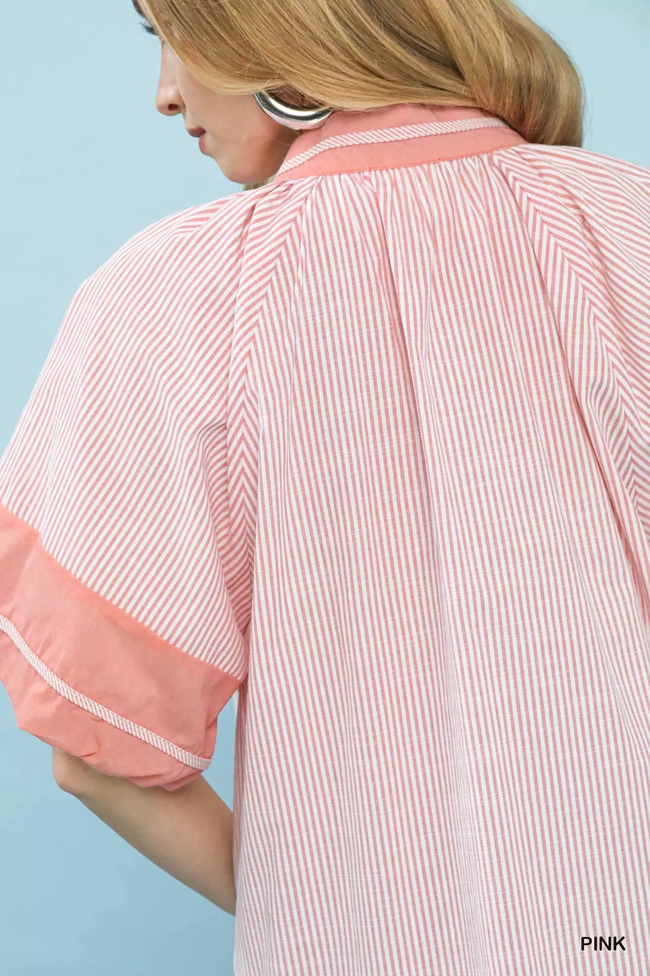 Striped Mixed Puff Sleeve Blouse -