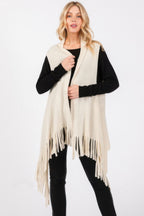 Embossed Tassel Knit Vest - Ivory One Size Fits All