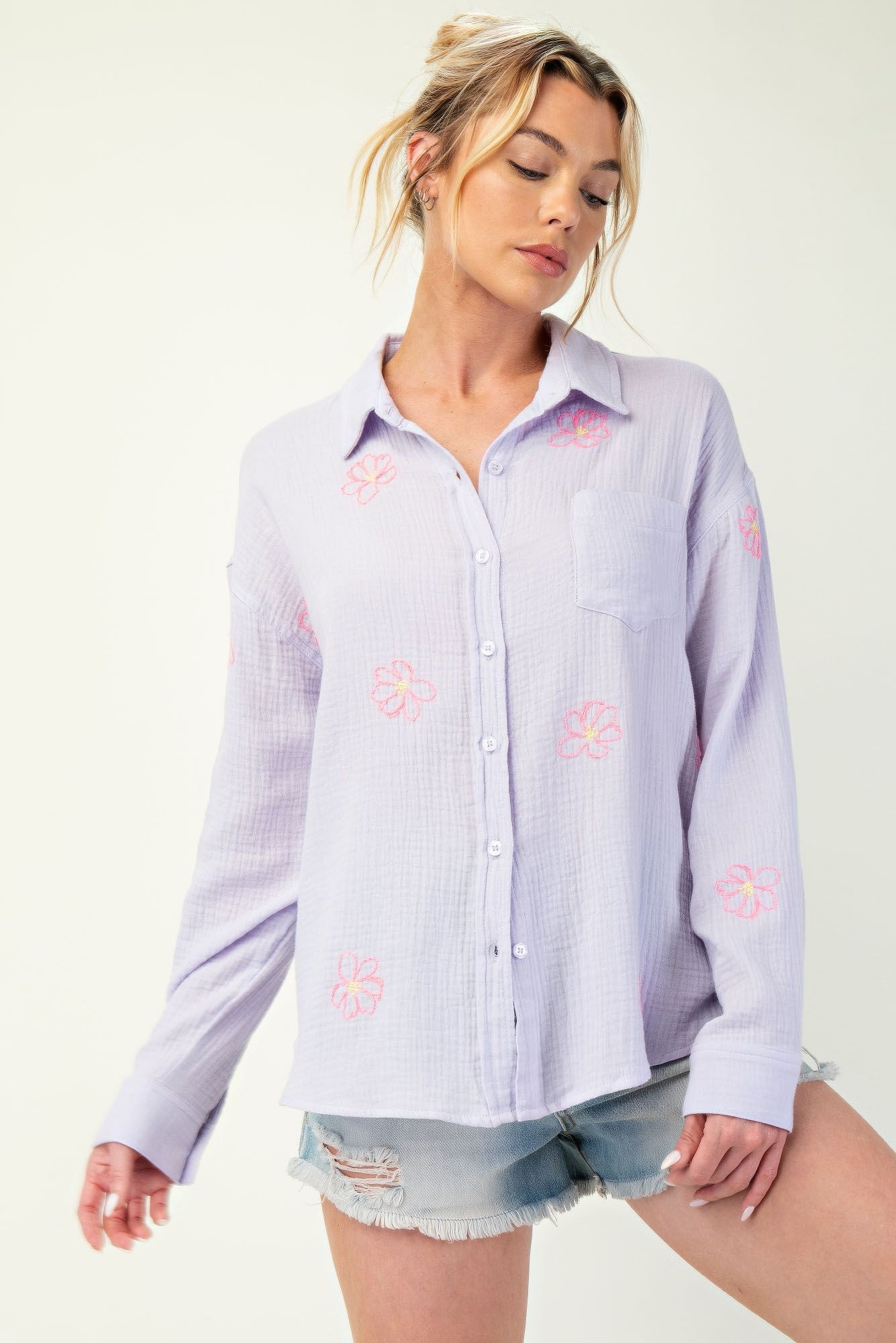 Embroidered Cotton Gauze Shirt Secondary image