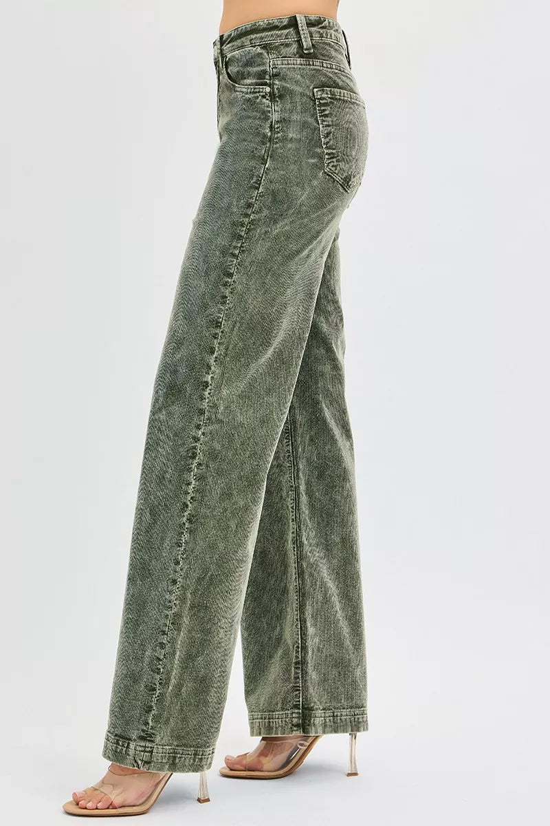 High Rise Corduroy Wide Leg Jeans -