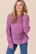 Openwork Long Sleeve Knit Sweater -