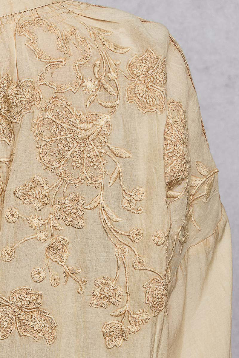 Embroidered Washed Button Down Shirt -