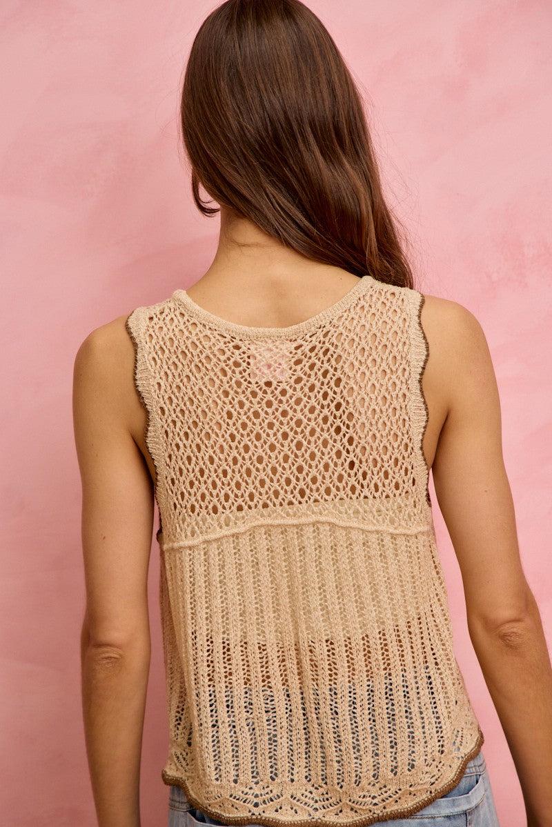 Crochet Lace Lightweight Sweater Vest -