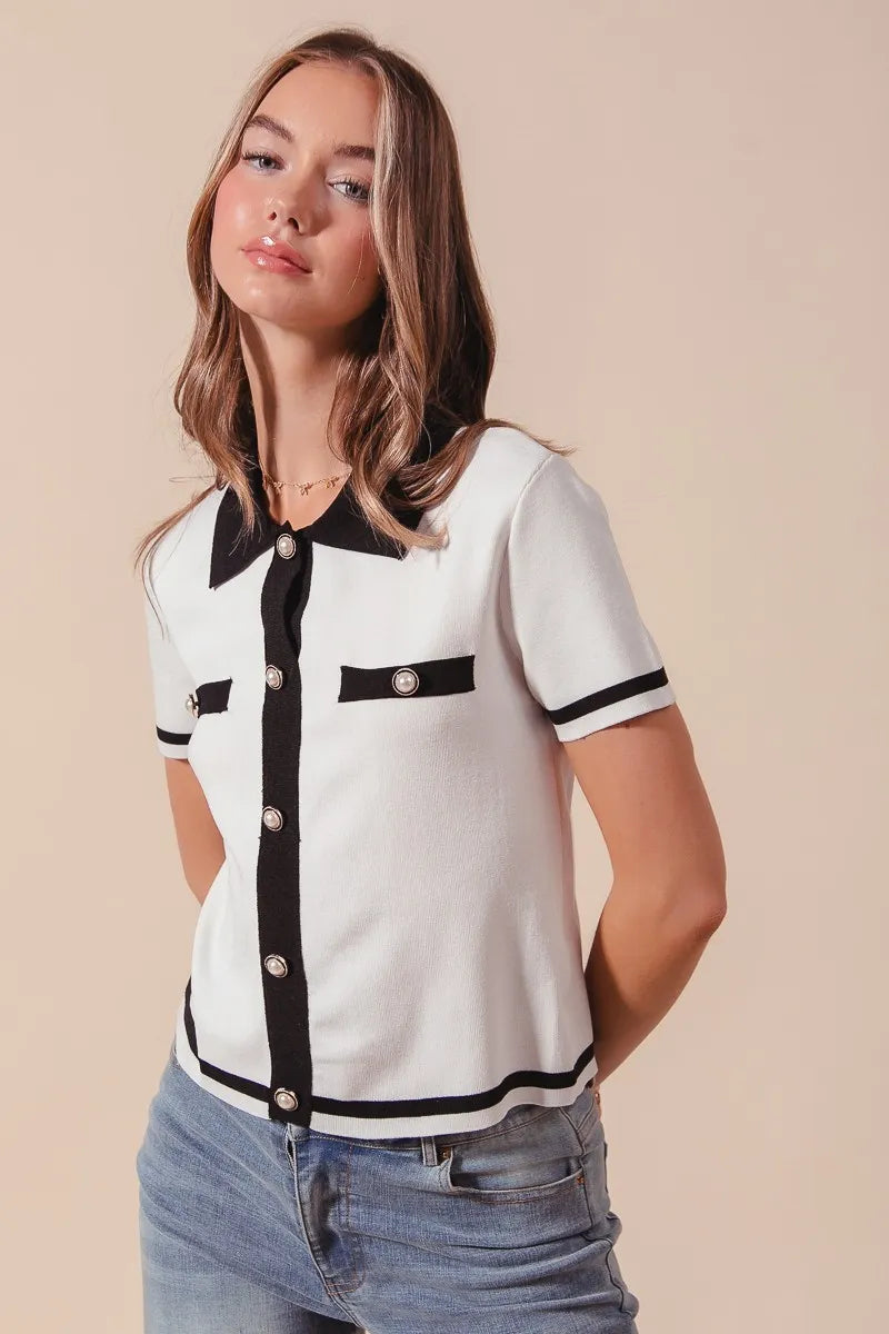 Button Down Knit Sweater Shirt -