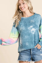 Tie Dye French Terry Contrast Sweatshirt -