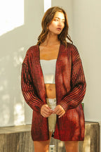 Metallic Knit Open Front Cardigan -