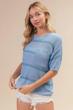 Patch Pocket Striped Lightweight Sweater -