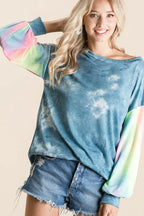 Tie Dye French Terry Contrast Sweatshirt -