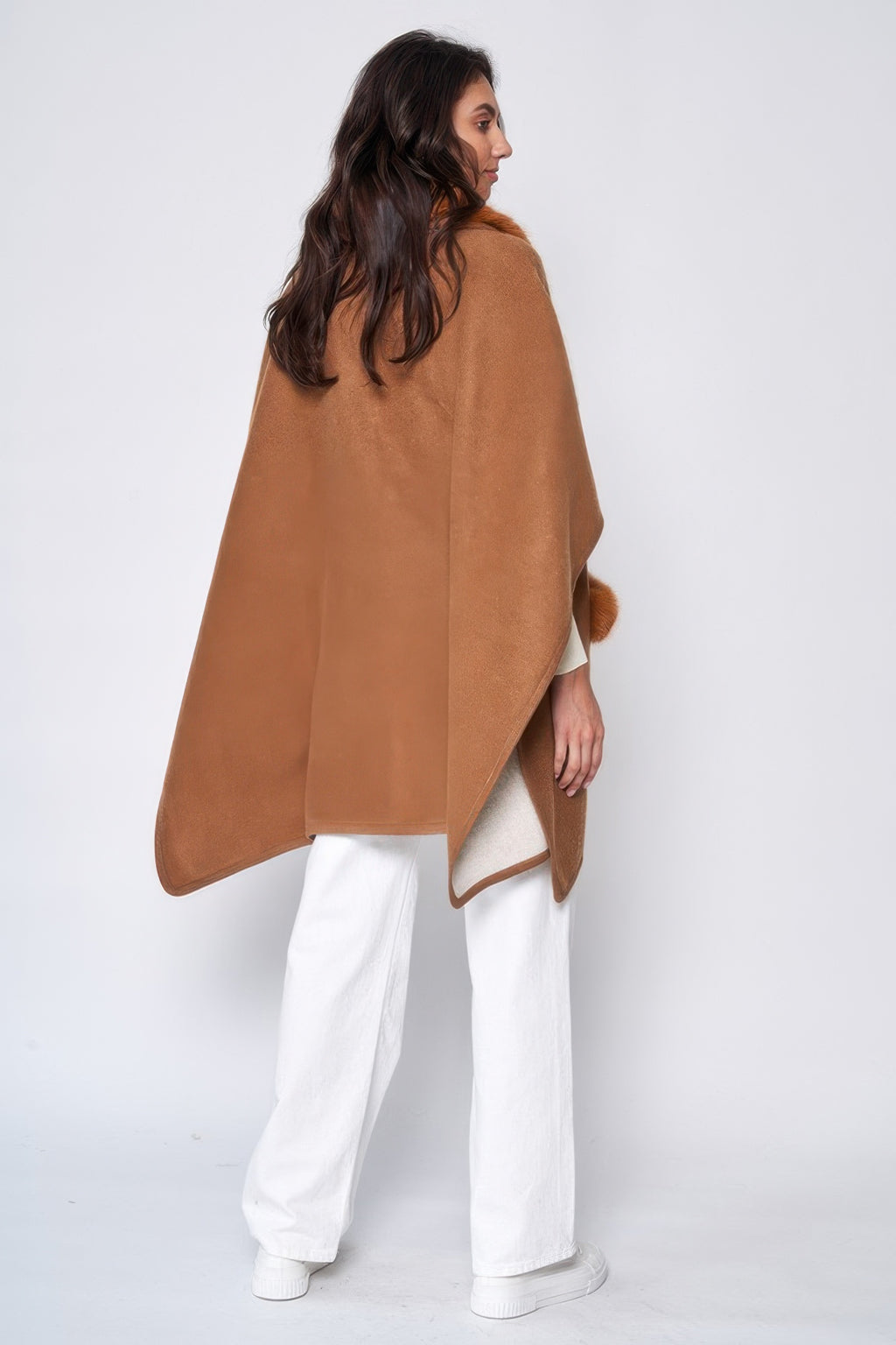 Faux Fur Trimmed Kimono -