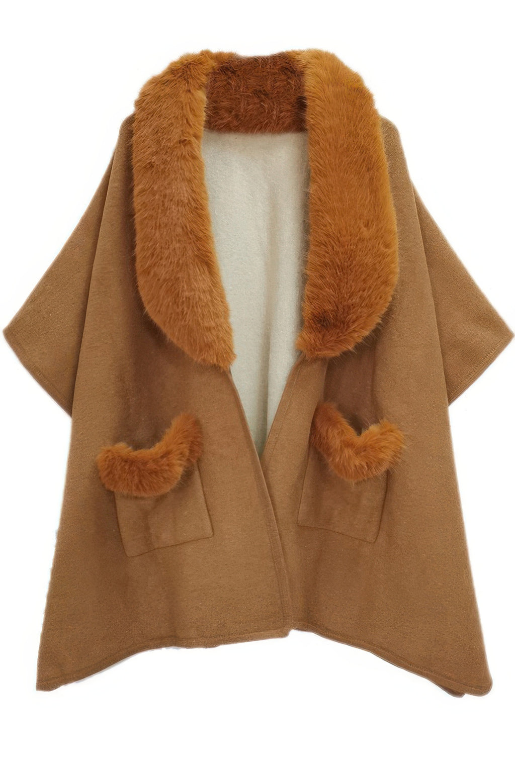 Faux Fur Trimmed Kimono -