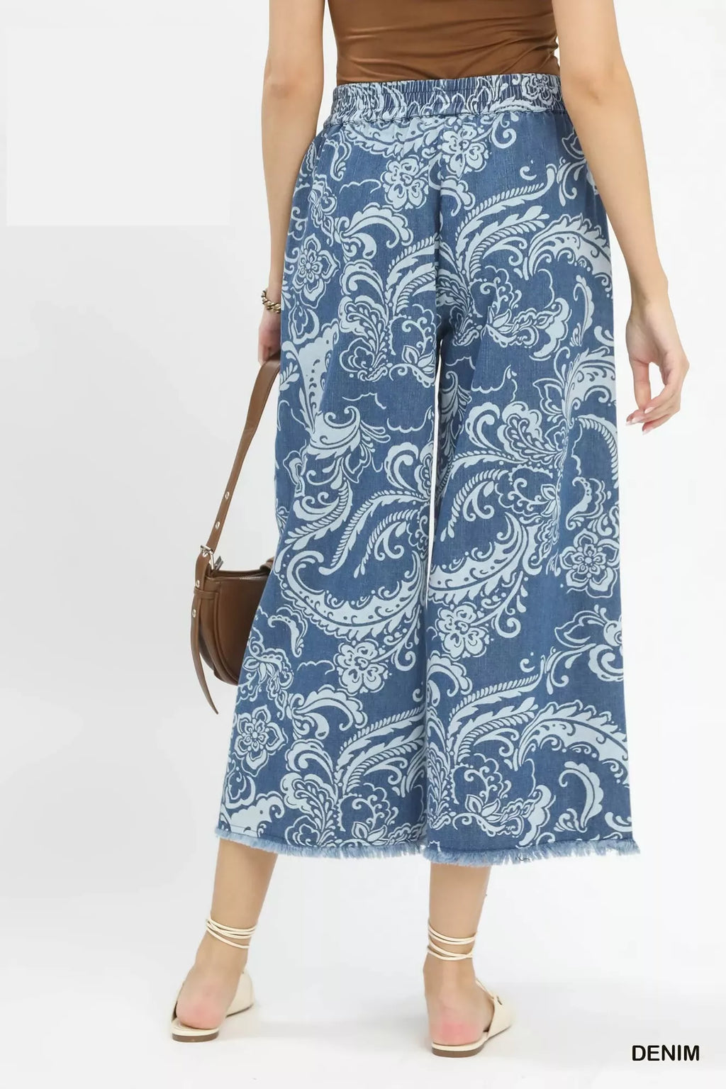 Paisley Wide Leg Crop Pants -