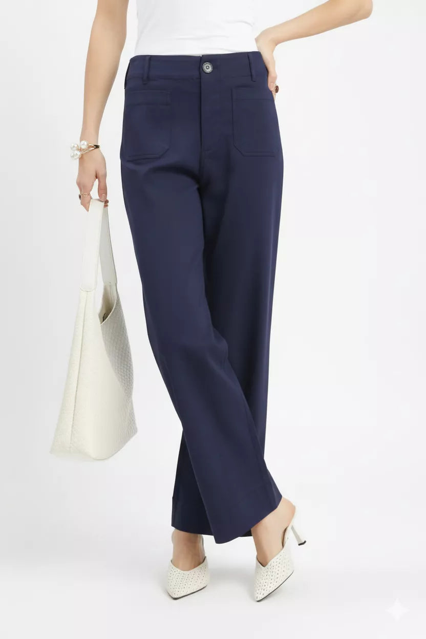 Button Detail Stretchy Straight Leg Pants Secondary image