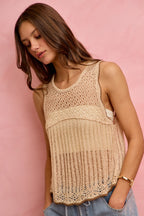 Crochet Lace Lightweight Sweater Vest -