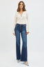 Mid Rise Tummy Control Flare Jeans - DARK