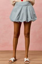 Bubble Hem Denim Skirt -