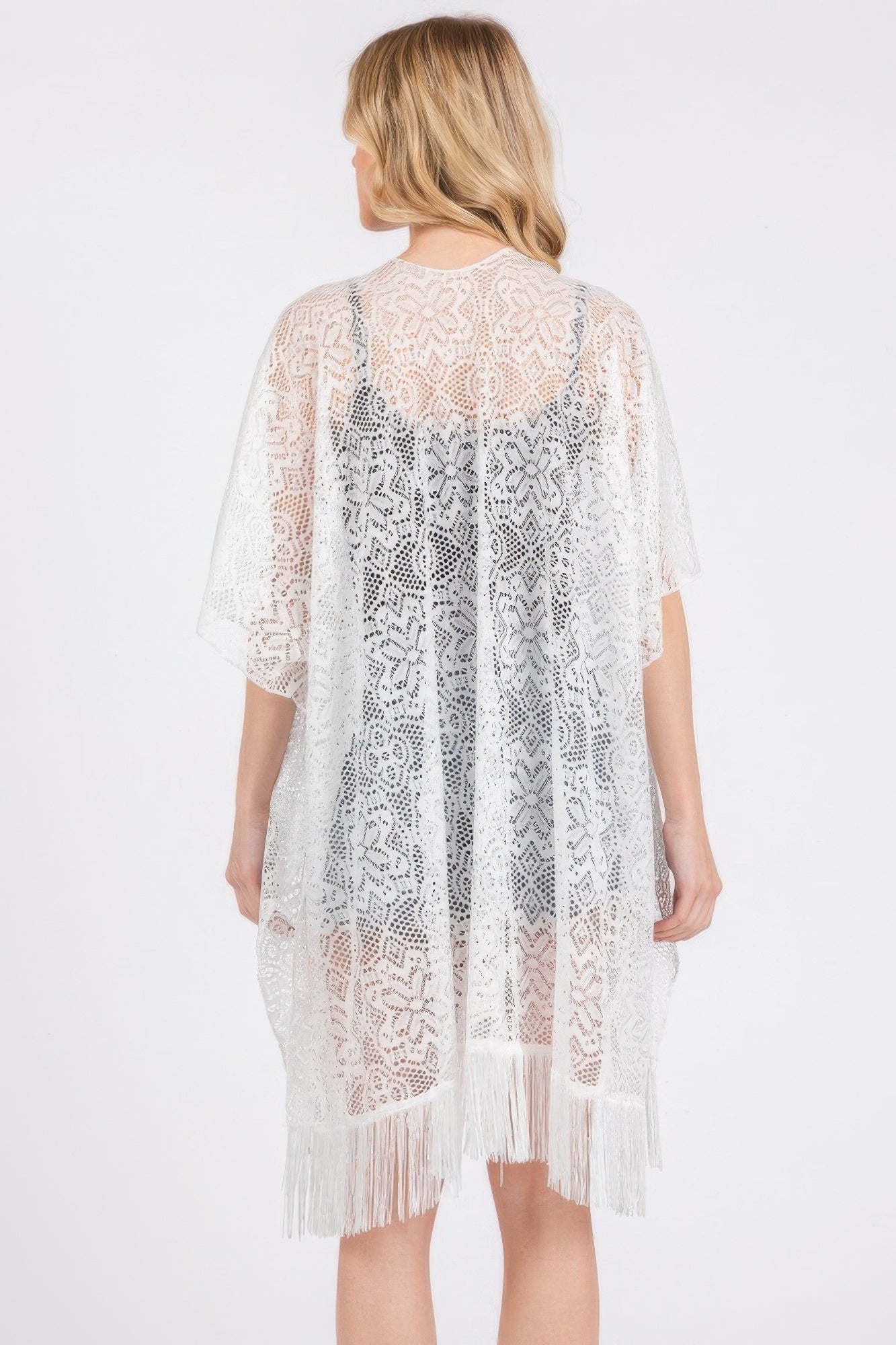 Floral Crochet Lace Tassel Cover Up -