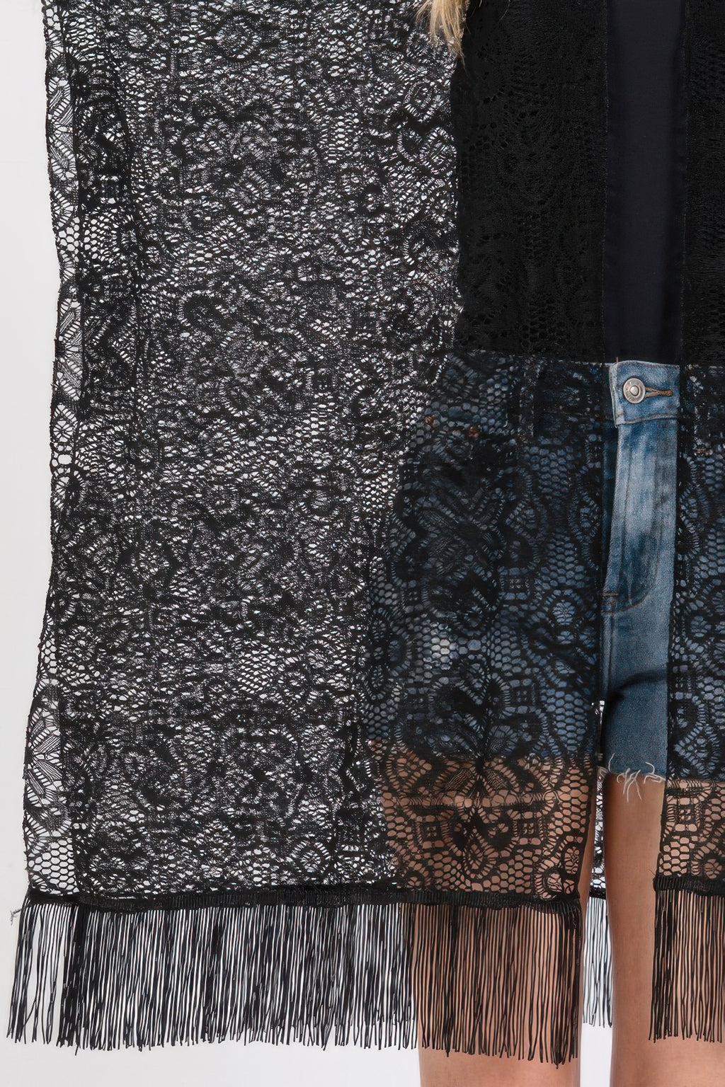 Floral Crochet Lace Tassel Cover Up -