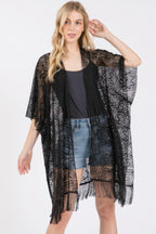 Floral Crochet Lace Tassel Cover Up - Black
